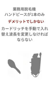 業務用脱毛機ハンドピースが１本しかない事のデメリット
